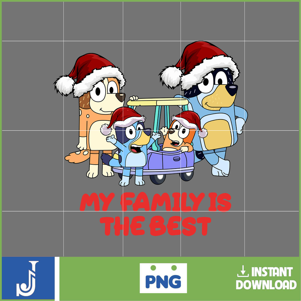 Bluey Christmas Png, Bluey Family Christmas Png, Christmas Magical Sublimation, Blue Dog Christmas Tree, Instant Download (8).jpg