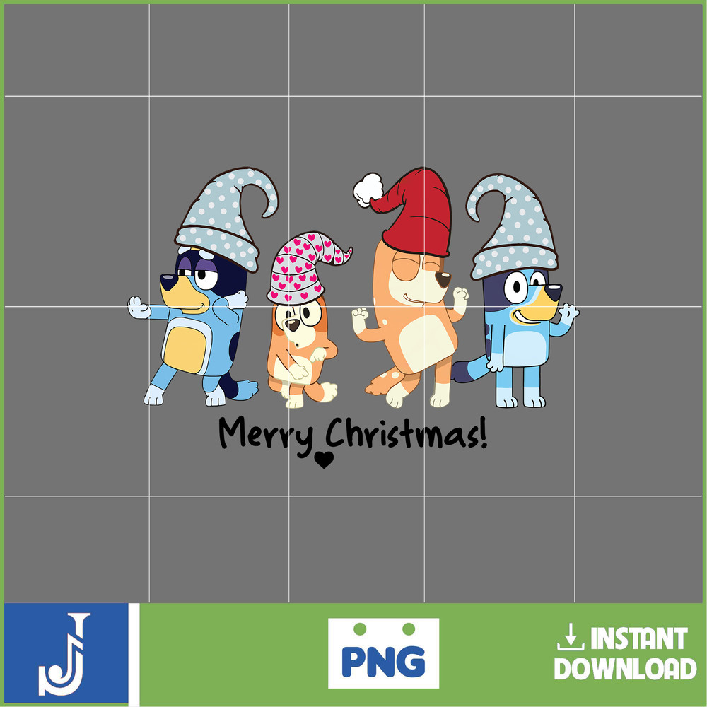 Bluey Christmas Png, Bluey Family Christmas Png, Christmas Magical Sublimation, Blue Dog Christmas Tree, Instant Download (10).jpg
