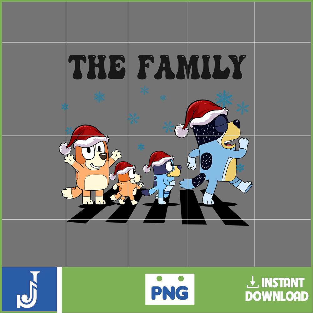 Bluey Christmas Png, Bluey Family Christmas Png, Christmas Magical Sublimation, Blue Dog Christmas Tree, Instant Download (14).jpg