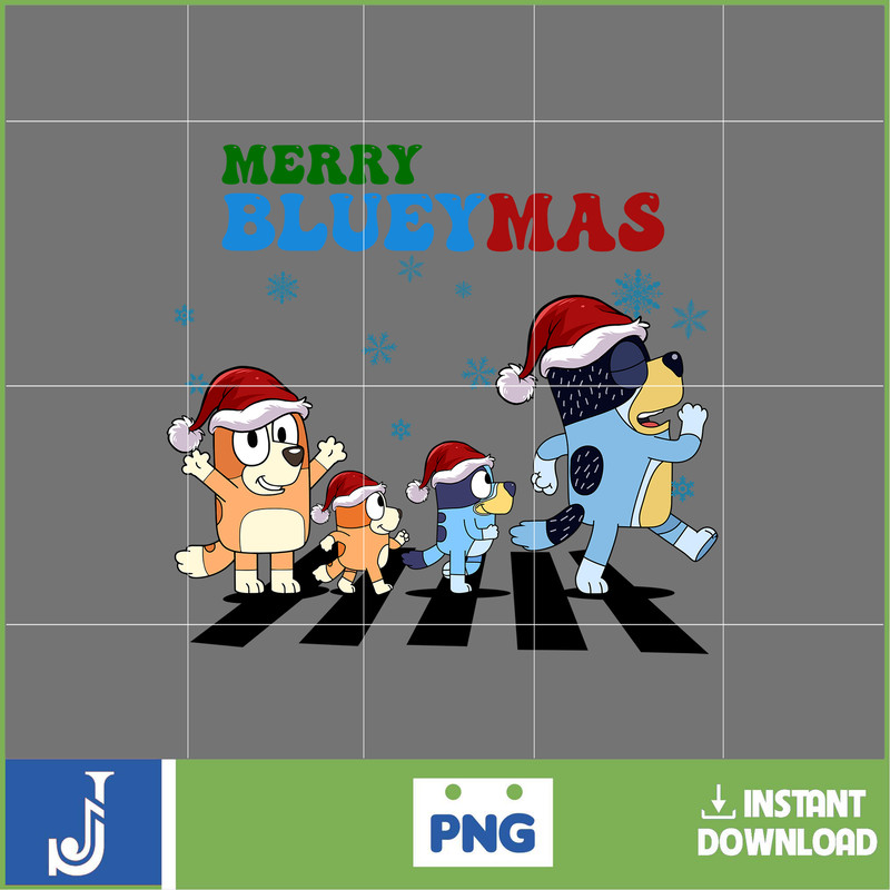 Bluey Christmas Png, Bluey Family Christmas Png, Christmas Magical Sublimation, Blue Dog Christmas Tree, Instant Download (15).jpg