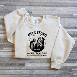 woodsboro horror club vintage crewneck sweatshirt, horror movie scream t shirt, scream t-shirt, scream ghost face, gift