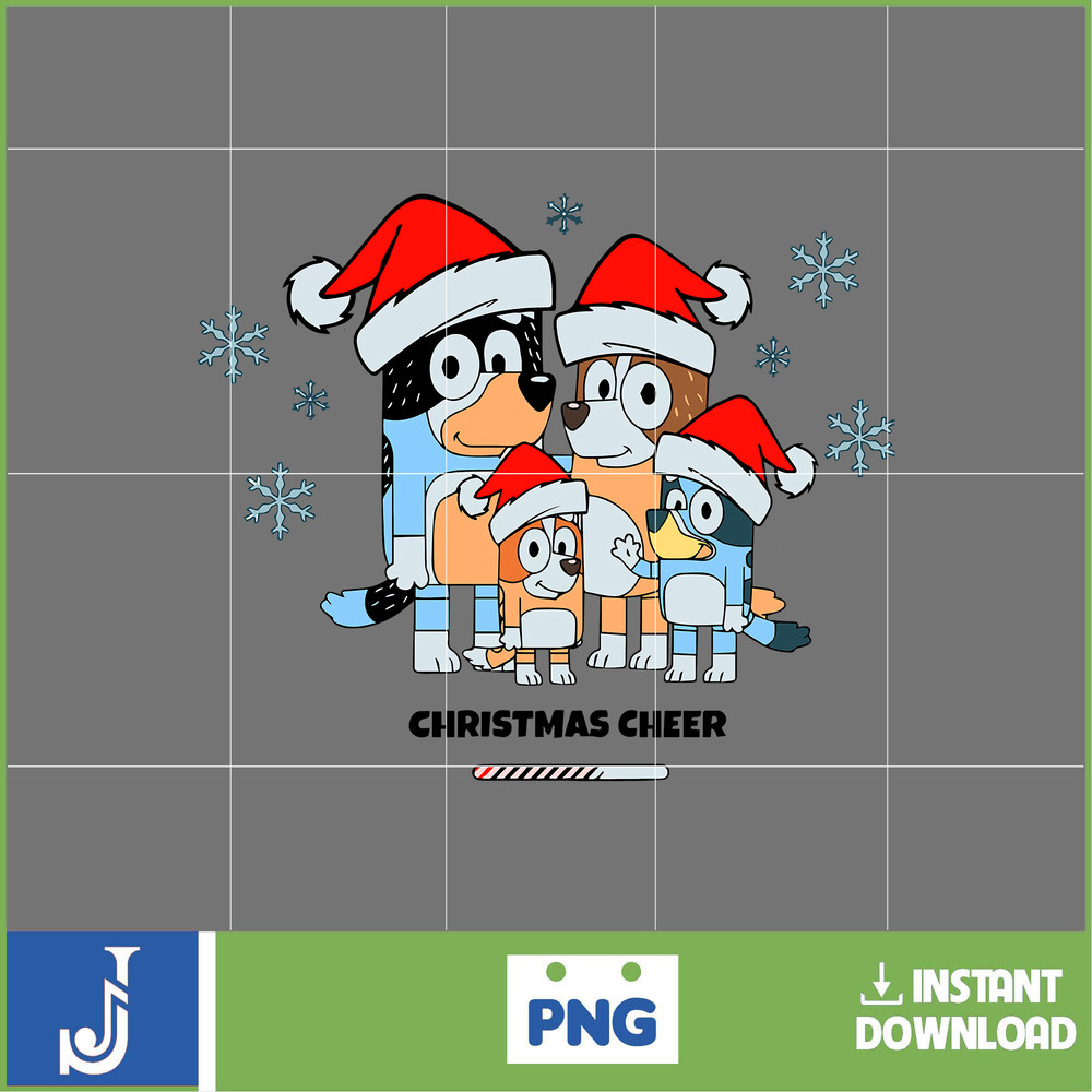 Bluey Christmas Png, Bluey Family Christmas Png, Christmas Magical Sublimation, Blue Dog Christmas Tree, Instant Download (16).jpg