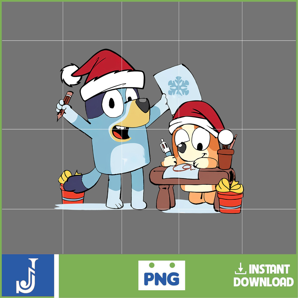 Bluey Christmas Png, Bluey Family Christmas Png, Christmas Magical Sublimation, Blue Dog Christmas Tree, Instant Download (17).jpg