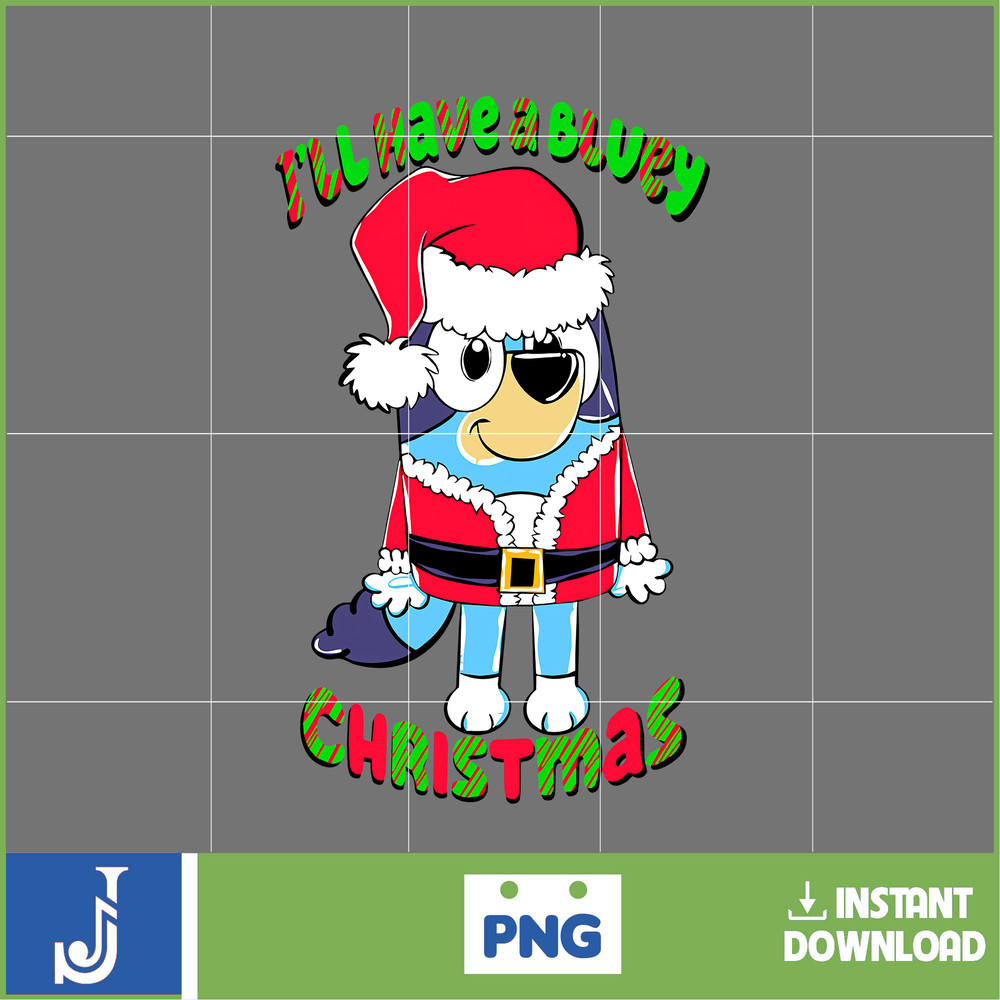 Bluey Christmas Png, Bluey Family Christmas Png, Christmas Magical Sublimation, Blue Dog Christmas Tree, Instant Download (18).jpg