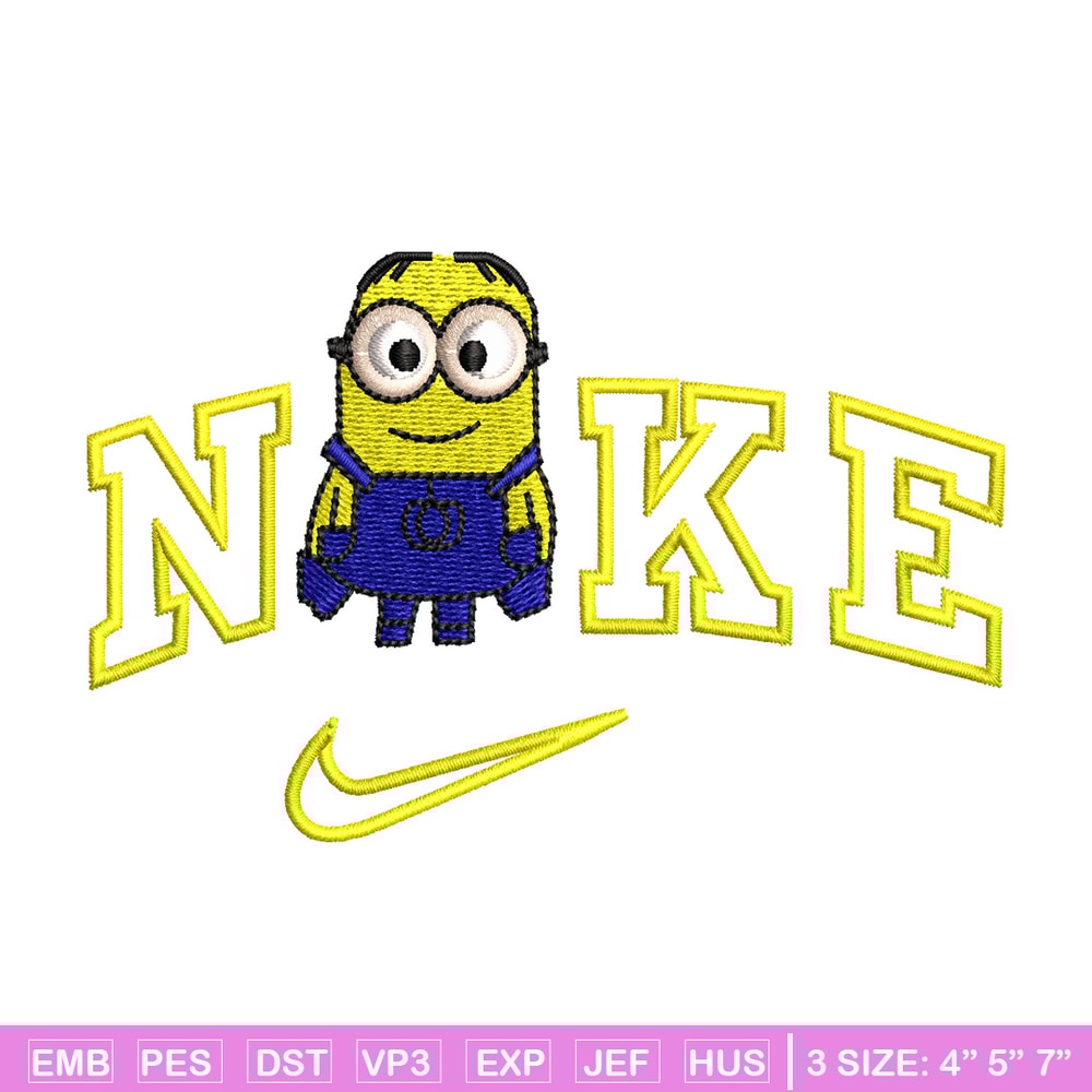 Minion x nike embroidery design, Minion embroidery, Embroidery file, Embroidery shirt, Nike design, Digital download.jpg
