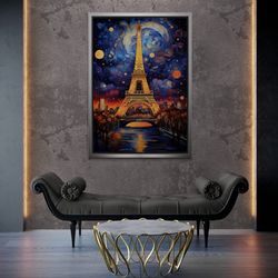 abstract eiffel tower framed canvas, eiffel tower wall art, france wall art, eiffel tower painting, painting paris, silv