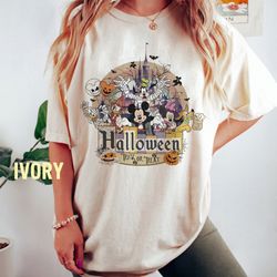 comfort colors vintage disney halloween trick or treat shirt, retro halloween shirt, disney halloween matching shirt, ha