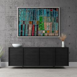 abstract stained glass wall art, stained glass framed canvas, stained glass canvas, colorful wall art, mosaic canvas, si
