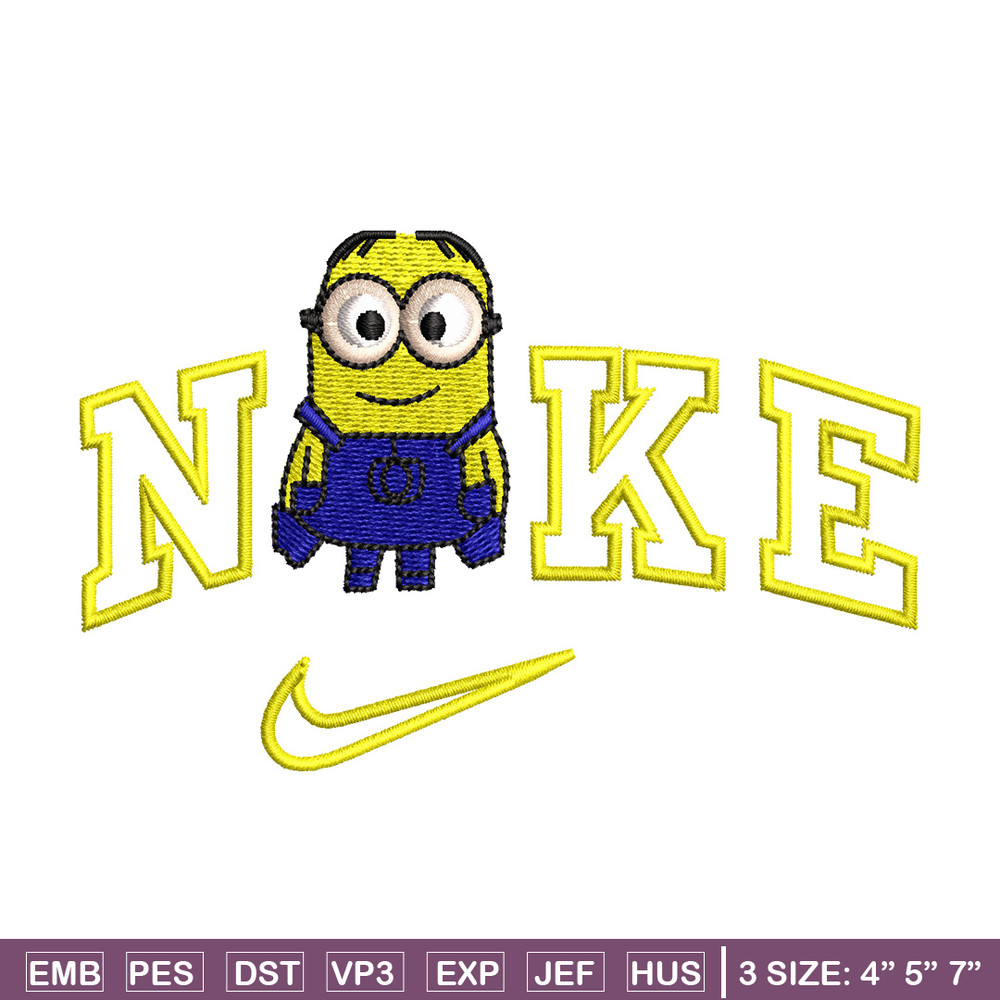 Minion x nike embroidery design, Minion embroidery, Embroidery file, Embroidery shirt, Nike design, Digital download.jpg