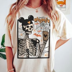 comfort colors vintage skeleton drink coffee shirt, retro skeleton shirt, disney mickey ear skull shirt, halloween shirt
