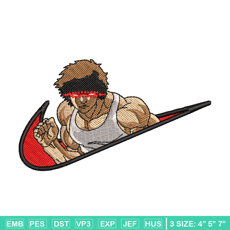 Baki angry face embroidery design, Baki anime embroidery, nike design, embroidery file, anime shirt, Digital download.jpg