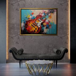 colorful guitar wall art, musician framedcanvas, guitar wall art, colorful guitar art, pop art canvas, music wall art, g