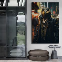 cool crocodile framed canvas, crocodile wall art, surreal crocodile, crocodile art, funny crocodile artwork, animal whit