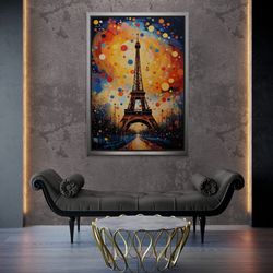 Eiffel Tower Wall Art, Paris Framed Canvas, City Landscape Wall Art, Oil Painting Canvas, Paris Artwork, Eiffel Tower, S