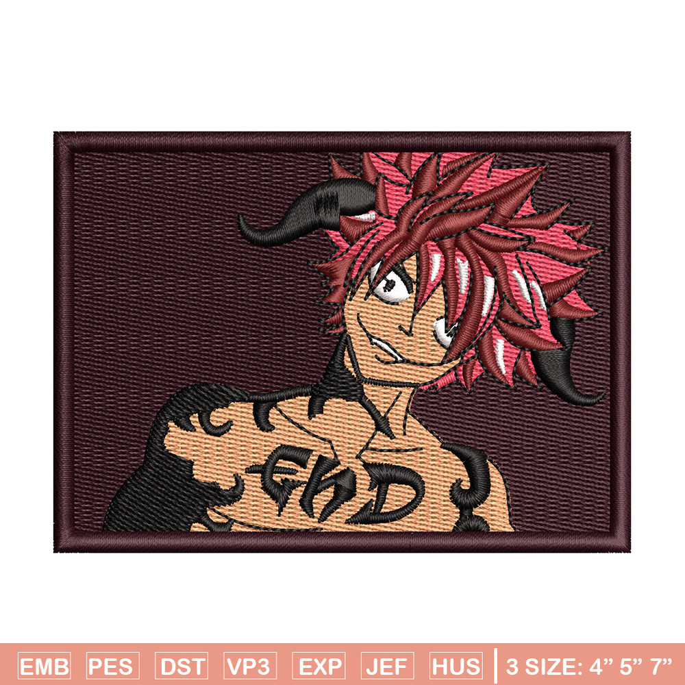Natsu frame embroidery design, Fairy tail embroidery, Anime design, Embroidery shirt, Embroidery file, Digital download.jpg