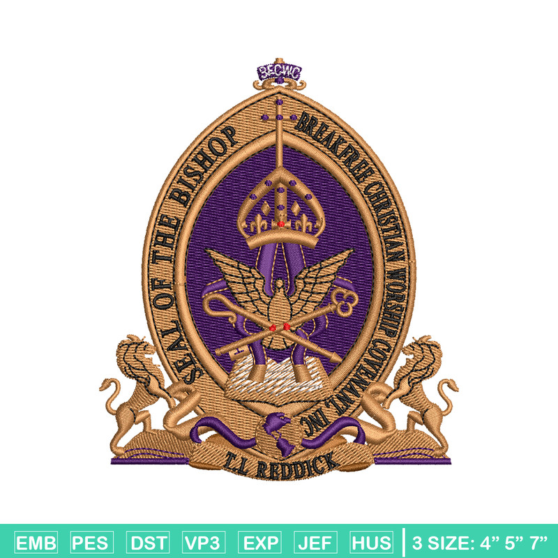 Bishop Seal Logo embroidery design, logo embroidery, Embroidery file, logo design, logo shirt, Instant download..jpg
