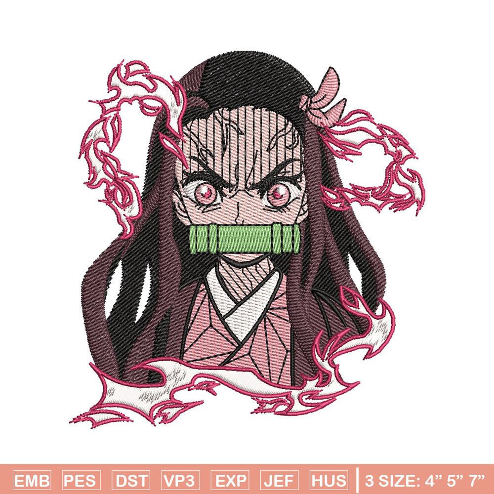 Nezuko angry embroidery design, Neuzko embroidery, Anime design, Embroidery shirt, Embroidery file, Digital download.jpg
