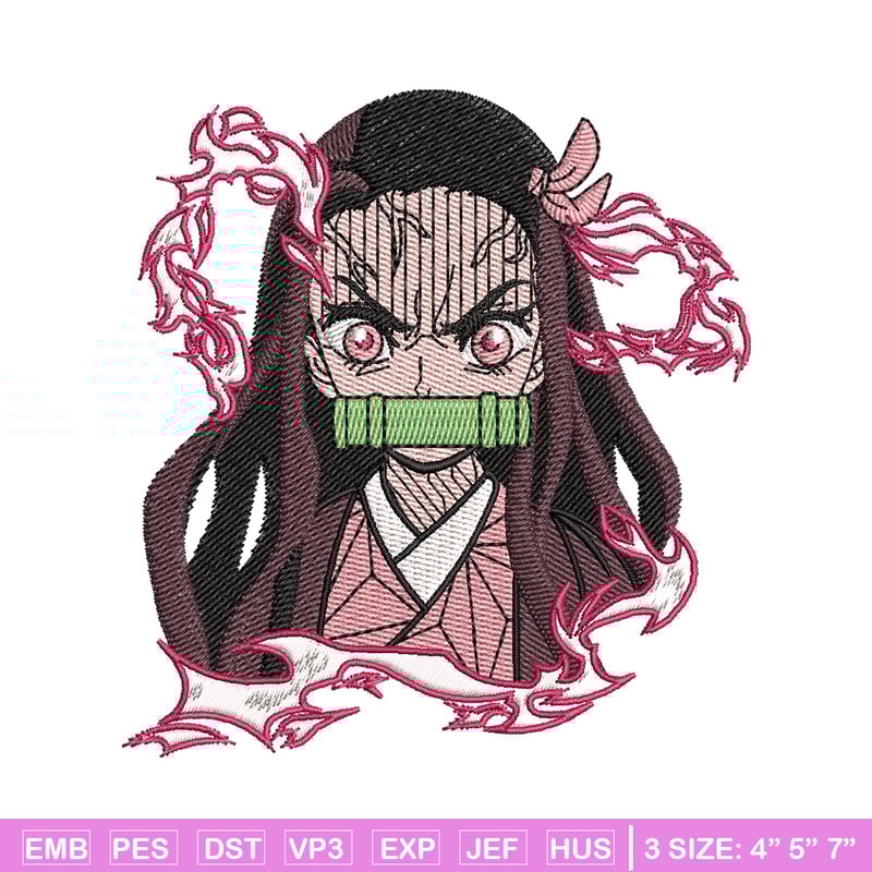 Nezuko angry embroidery design, Neuzko embroidery, Anime design, Embroidery shirt, Embroidery file, Digital download.jpg