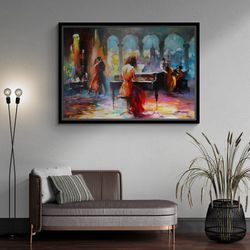 musician framed canvas, haenraets willem wall art, piano wall art, abstract framed canvas, romantic couple wall art, whi