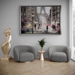 paris oil painting wall art, paris framed canvas, eiffel tower wall art, paris art, paris eiffel tower, paris canvas, bl