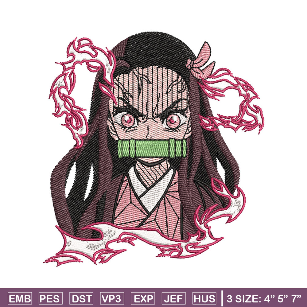 Nezuko angry embroidery design, Neuzko embroidery, Anime design, Embroidery shirt, Embroidery file, Digital download.jpg