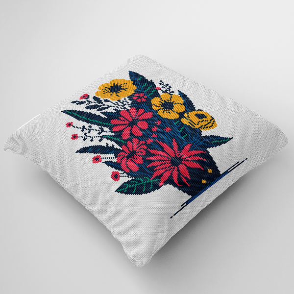 flowers cross stitch pattern pillow