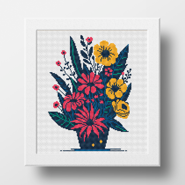 modern cross stitch pattern floral