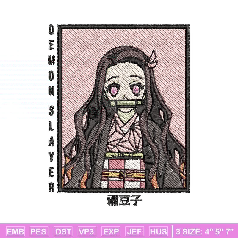 Nezuko embroidery design, Nezuko embroidery, Embroidery shirt, Embroidery file, Anime design, Digital download.jpg