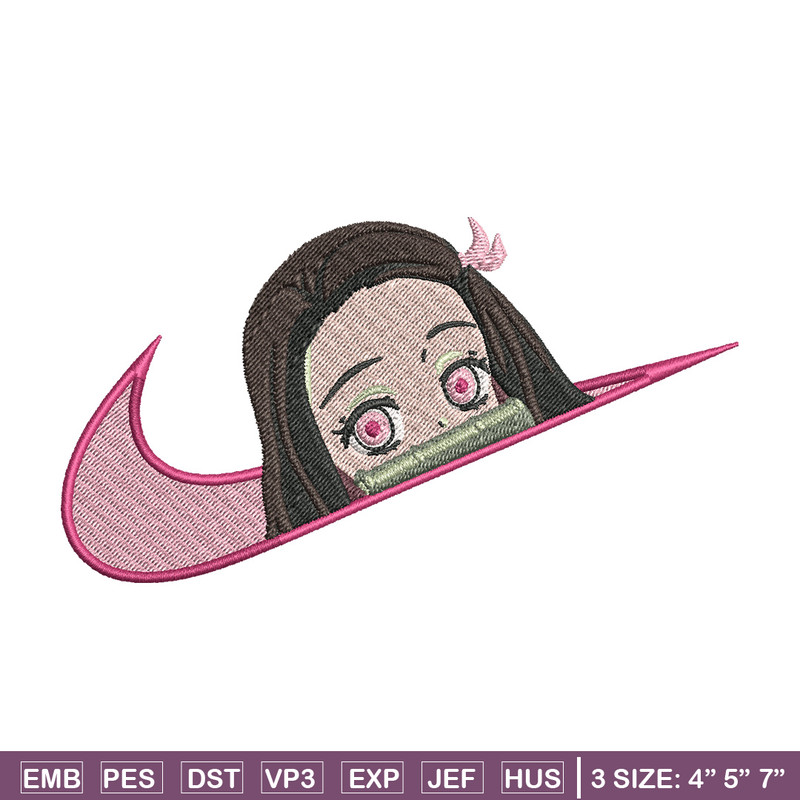 Nezuko cute nike embroidery design, Neuzko embroidery, Nike design, Embroidery shirt, Embroidery file, Digital download.jpg