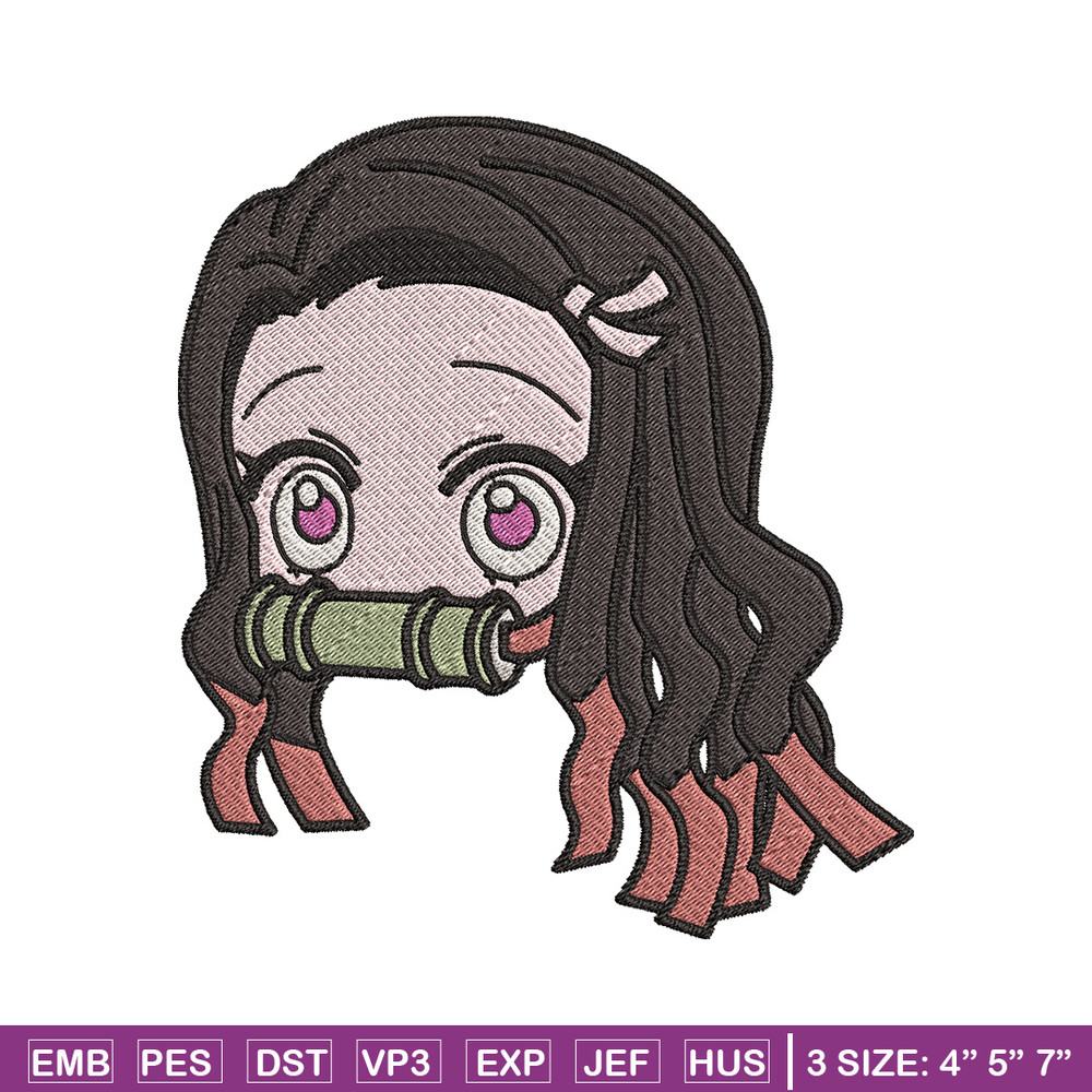 Nezuko head embroidery design, Nezuko embroidery, Embroidery shirt, Embroidery file, Anime design, Digital download.jpg