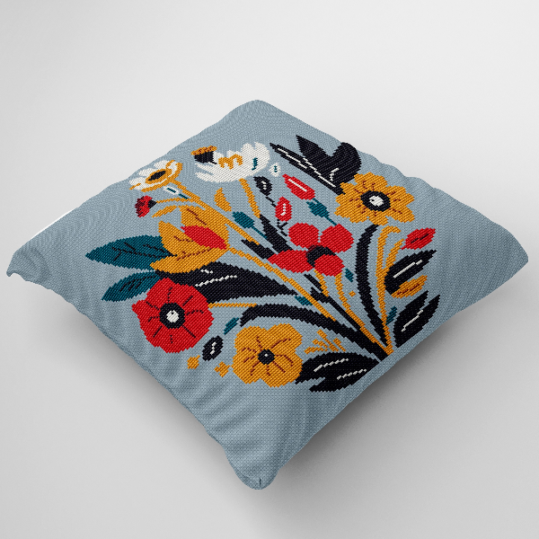 cross stitch cushion pattern flowers