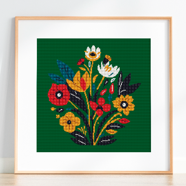 modern cross stitch pattern flowers