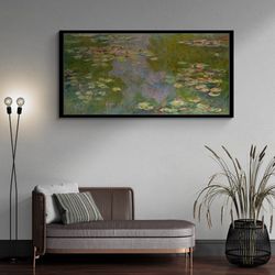 water lilies framed canvas, claude monet wall art, lilies canvas, water lilies artwork, pond wall art, famous canvas, go