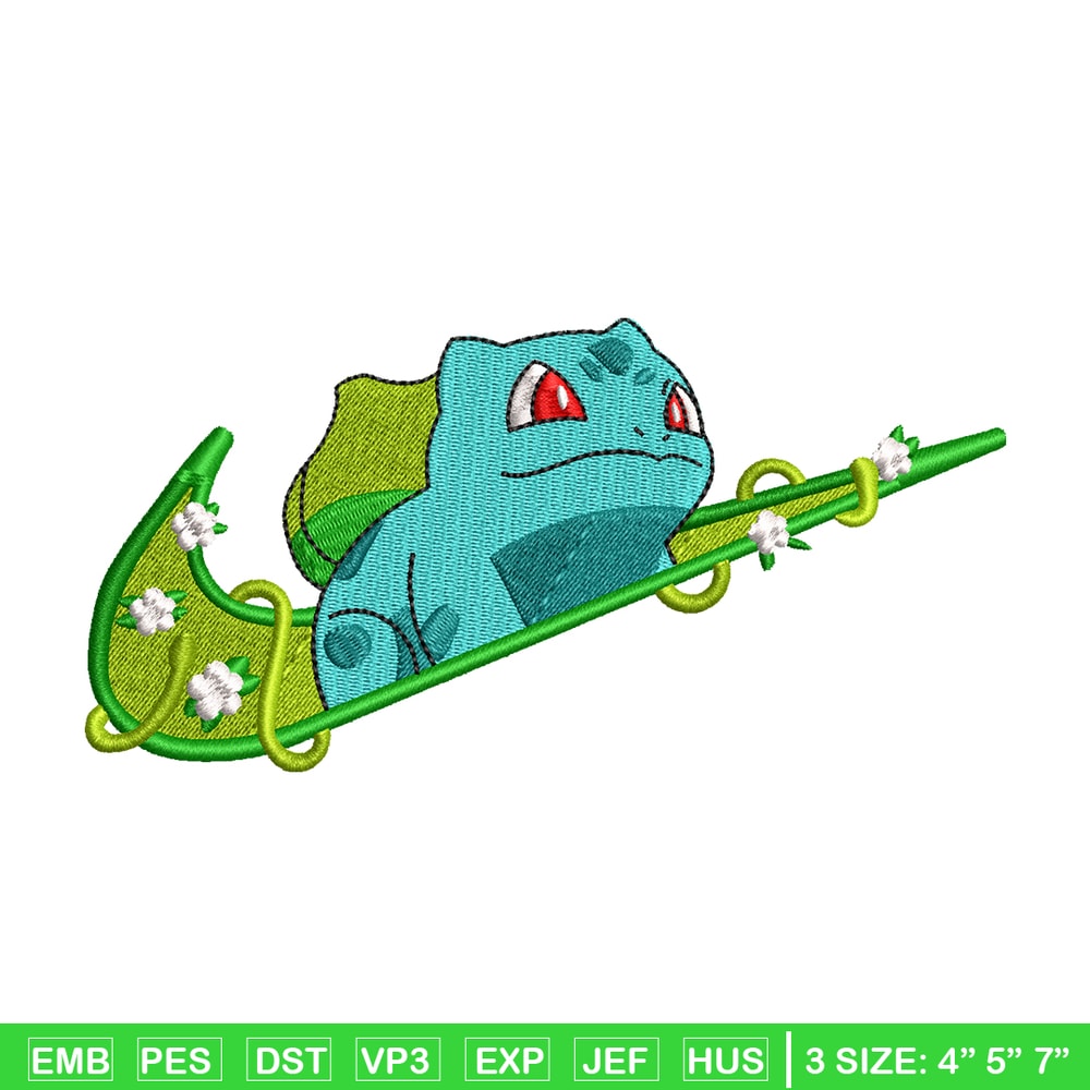Bubasaur nike embroidery design, Pokemon embroidery, nike design, anime design, anime shirt, Digital download.jpg