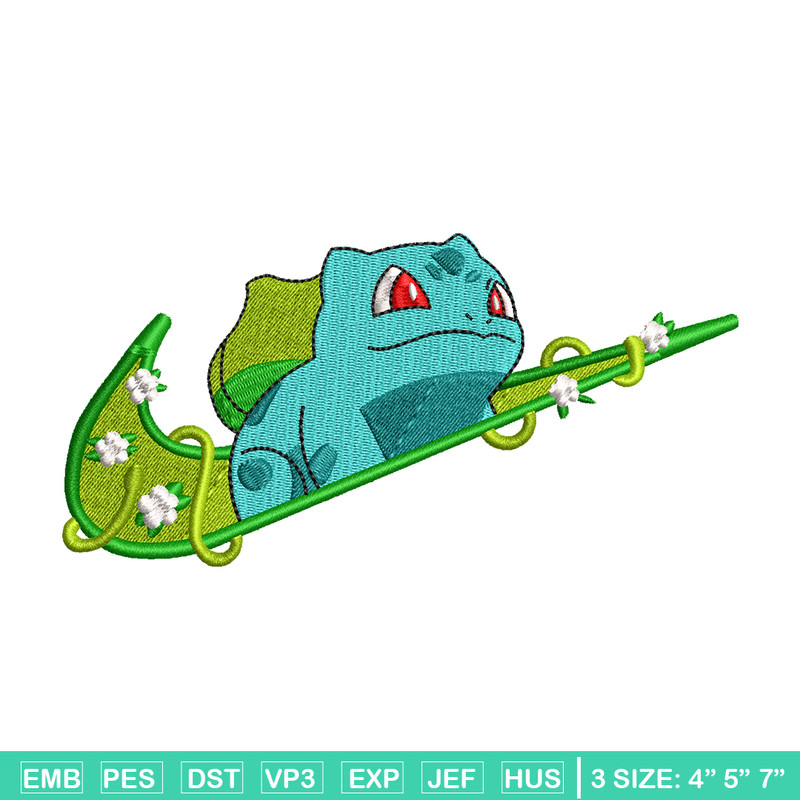 Bubasaur nike embroidery design, Pokemon embroidery, nike design, anime design, anime shirt, Digital download.jpg