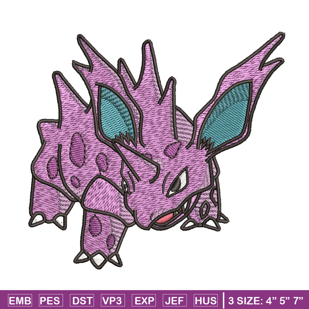 Nidorino embroidery design, Pokemon embroidery, Anime design, Embroidery shirt, Embroidery file, Digital download.jpg
