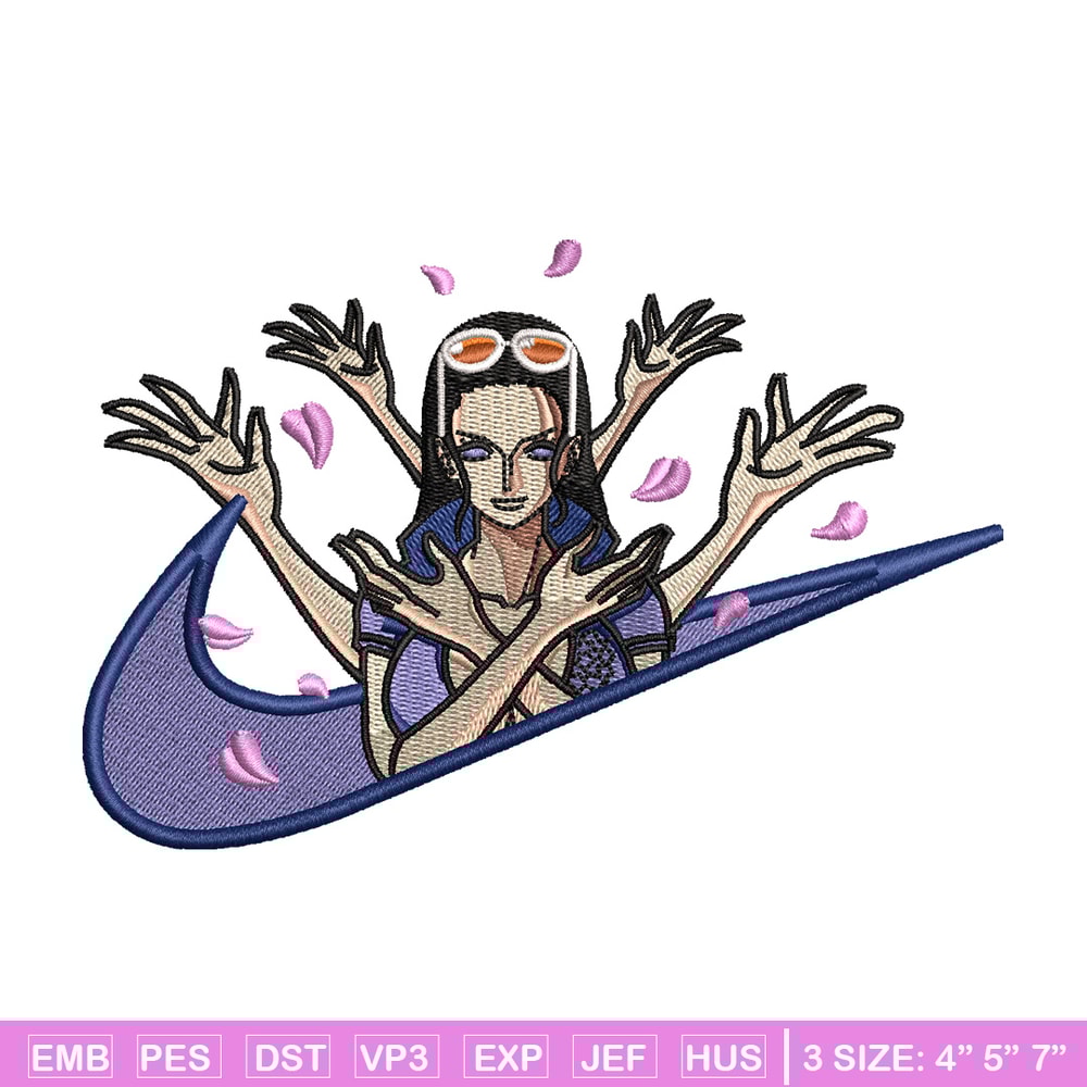 Nico robin embroidery design, One piece embroidery, Nike design, Embroidery shirt, Embroidery file, Digital download.jpg