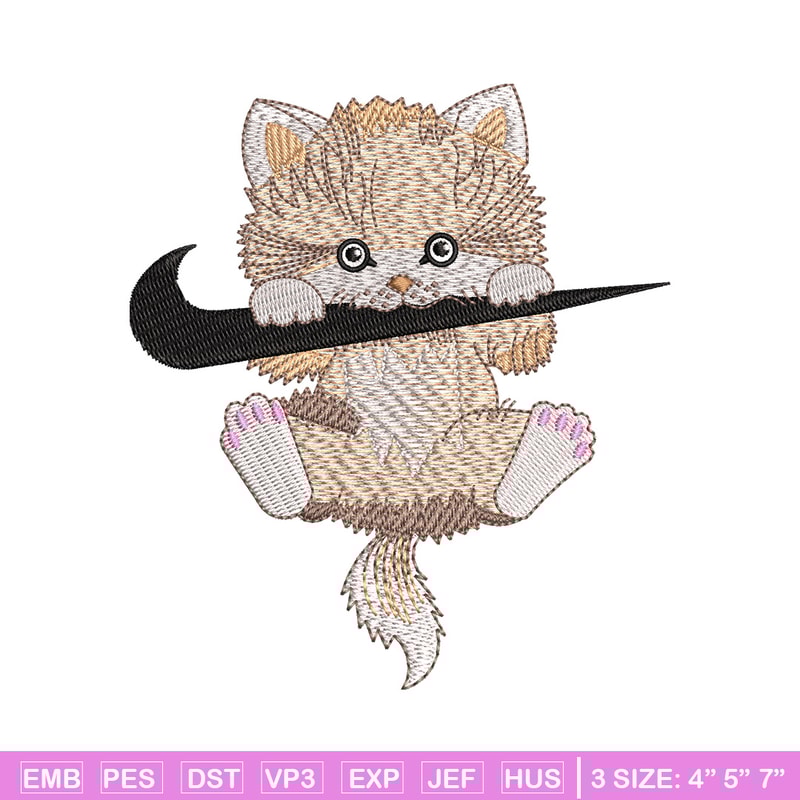 Nike cat cute embroidery design, Cat embroidery, Nike design, Embroidery shirt, Embroidery file, Digital download.jpg