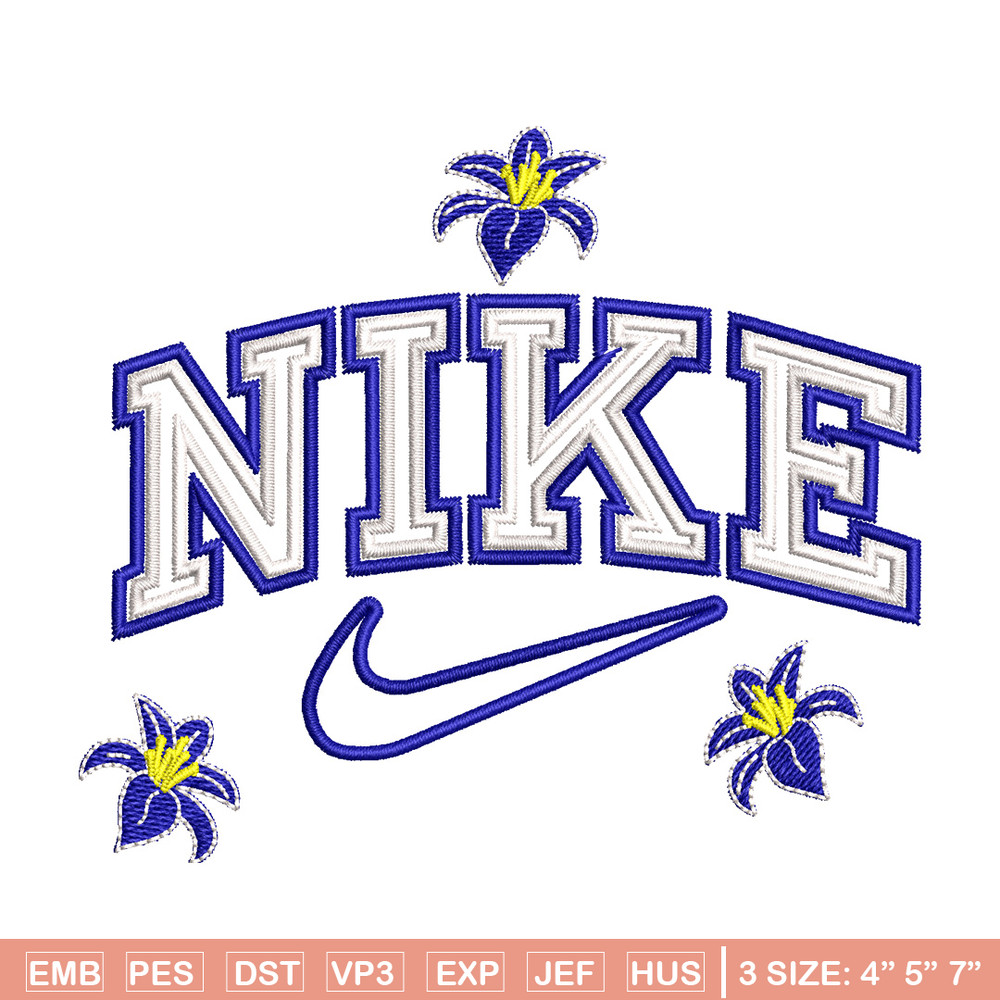 Nike flower embroidery design, Flower embroidery, Nike design, Embroidery shirt, Embroidery file, Digital download.jpg