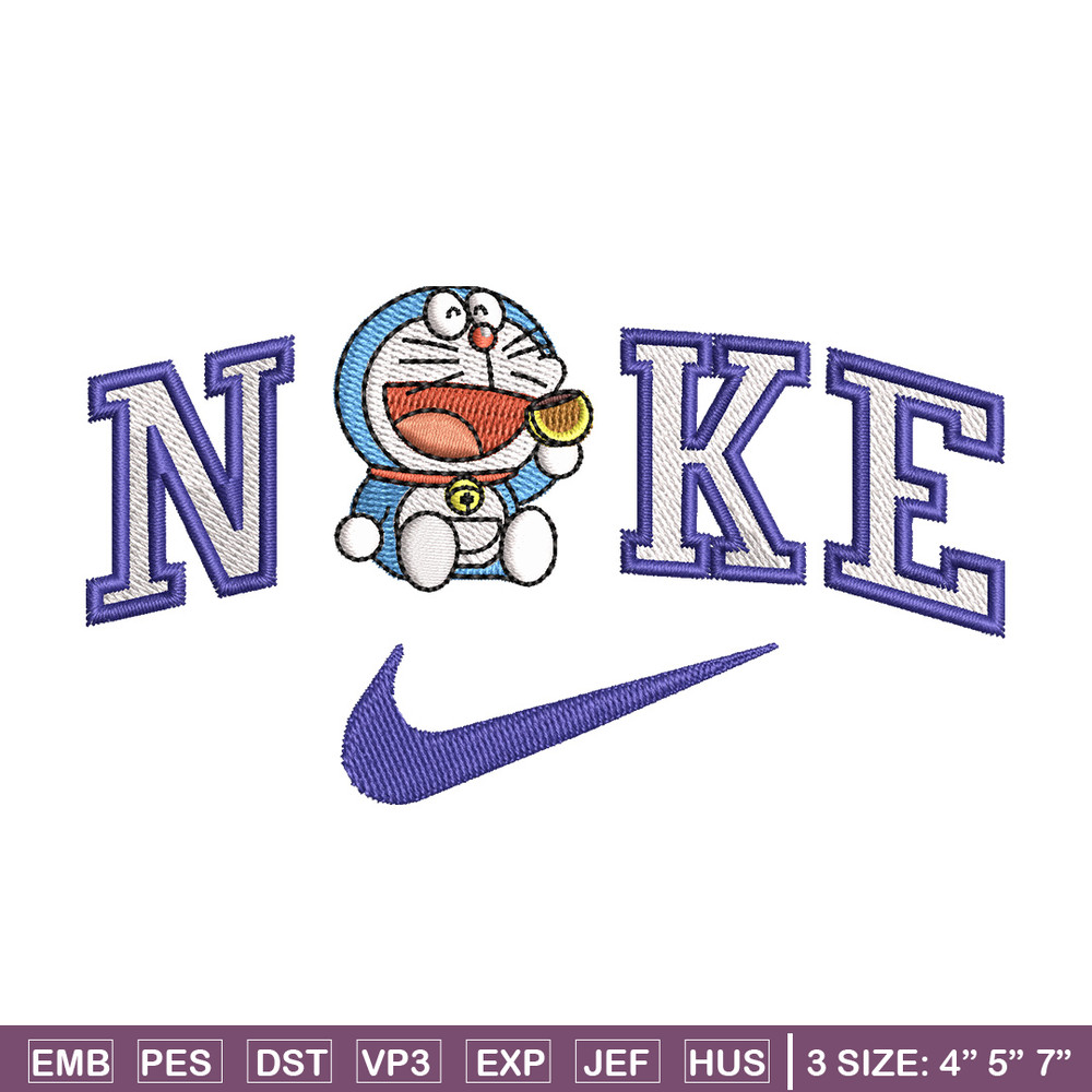 Nike doraemon embroidery design, Doraemon embroidery, Emb design, Embroidery shirt, Embroidery file, Digital download.jpg