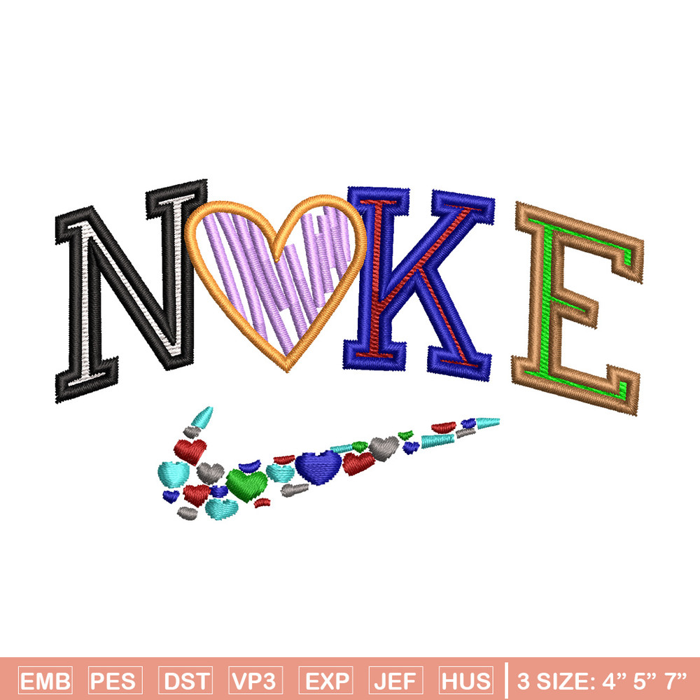 Nike heart color embroidery design, Logo embroidery, Nike design, Embroidery shirt, Embroidery file, Digital download.jpg