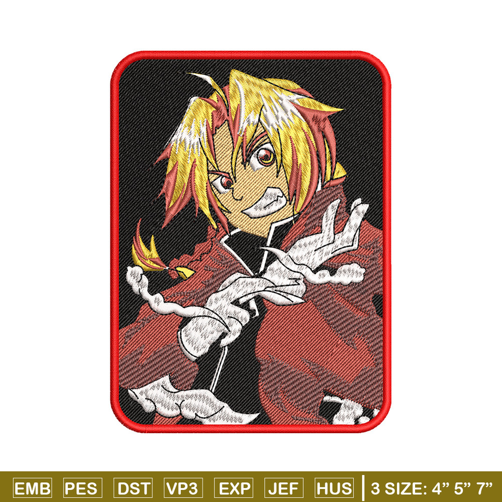 Edward Elric embroidery design, Fullmetal Alchemist embroidery, Logo design, anime design, anime shirt, Digital download.jpg