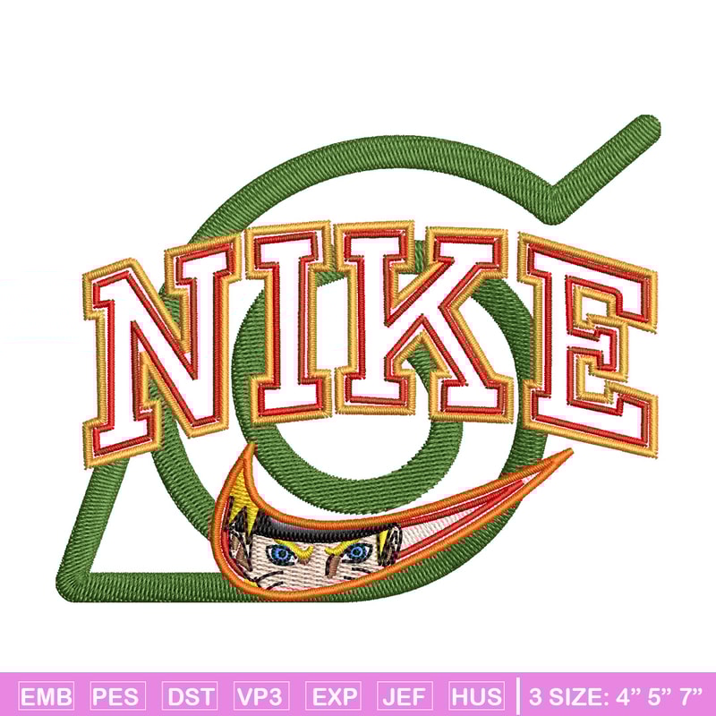 Nike konoha logo embroidery design, Naruto embroidery, Nike design,Embroidery shirt, Embroidery file, Digital download.jpg