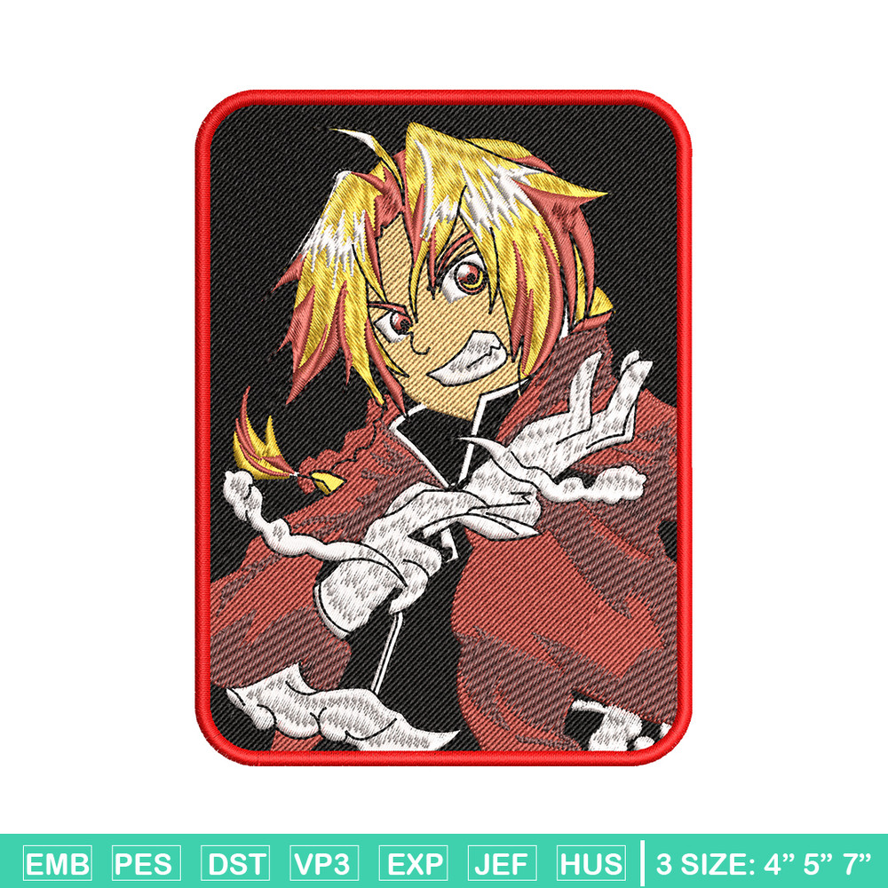 Edward Elric embroidery design, Fullmetal Alchemist embroidery, Logo design, anime design, anime shirt, Digital download.jpg