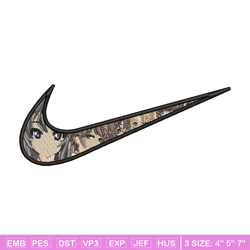 Nike mai embroidery design, Seishun Buta embroidery, Nike design,Embroidery file,Embroidery shirt,Digital download.jpg