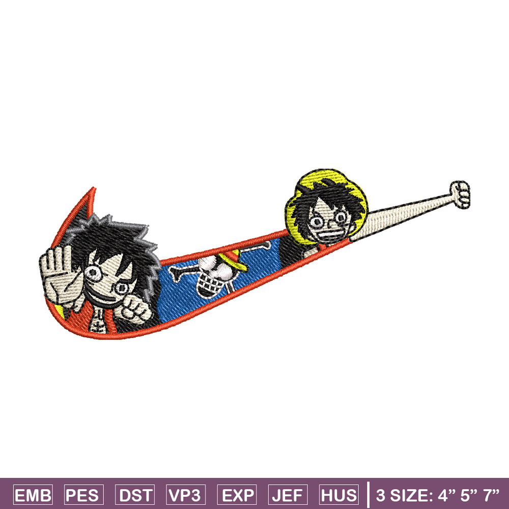 Nike luffy embroidery design, Nike embroidery, Anime design, Embroidery shirt, Embroidery file, Digital download.jpg