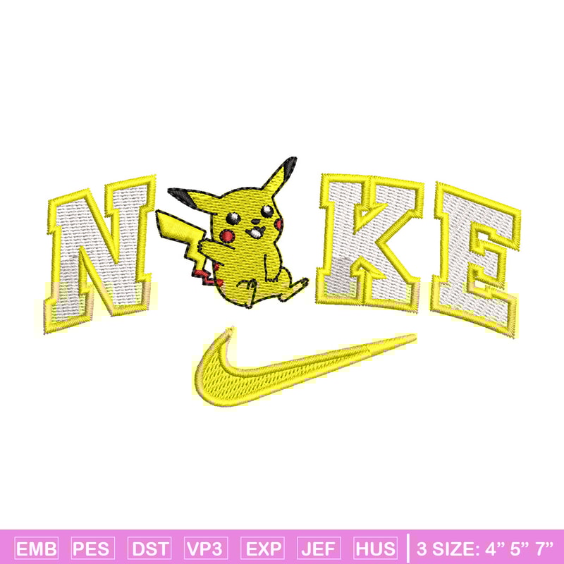 Nike pikachu embroidery design, Pokemon embroidery, Nike design, Embroidery shirt, Embroidery file, Digital download.jpg