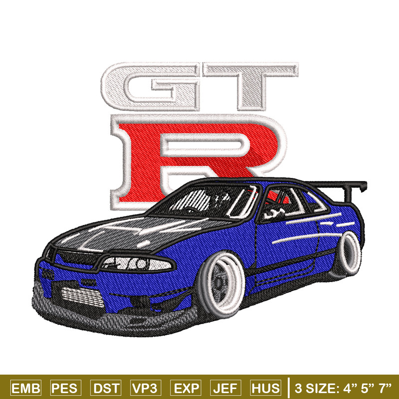 GTR blu car logo embroidery design, GTR blu car embroidery, logo design, Embroidery file, logo shirt, Instant download.jpg