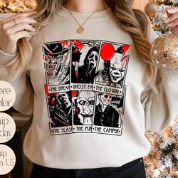 vintage horror movie tarot cards sweatshirt, halloween horror movie hoodie, scary halloween party sweatshirt, halloween