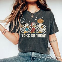 vintage huey dewey louie halloween comfort colors shirt, trick or treat shirt, disney halloween shirt, halloween tshirt,